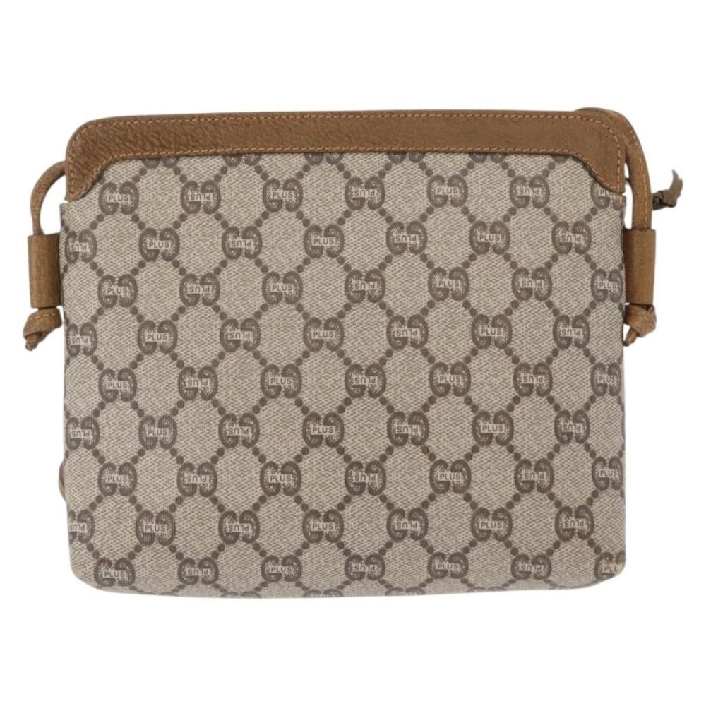 GUCCI GG Plus Supreme Shoulder Bag PVC Leather Beige Gold Auth 156788 - Picture 3 of 16